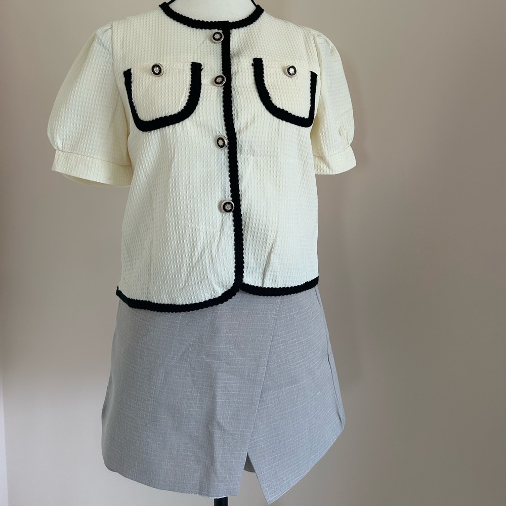 NEW By You Light Gray Tailored Skort - Business Casual Wrap Shorts Skirt - Picture 2 of 10